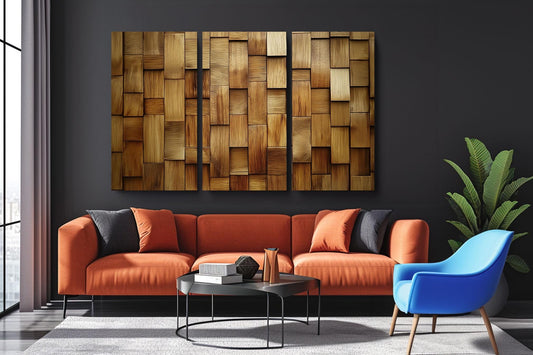 a living room with a couch a chair and a painting on the wall