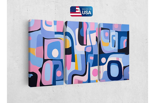 a painting on a wall with a us flag in the background