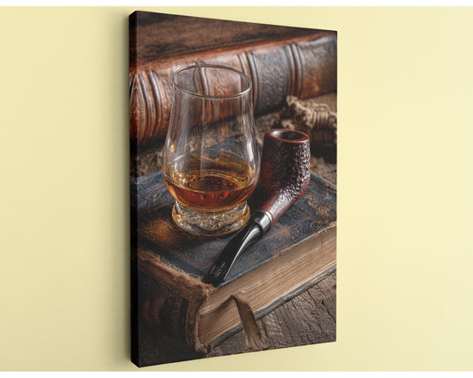 a glass of amber-colored liquid, likely whiskey, sitting on top of an old, leather-bound book.