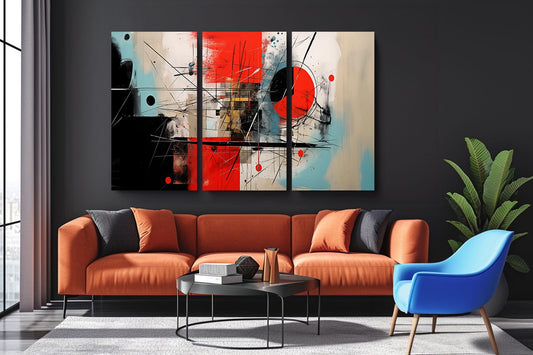 a living room with a couch and a painting on the wall