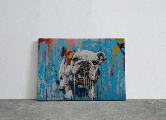 Bulldog Canvas Print - Motivational Dog Wall Art | Graffiti Art Print Ready to Hang