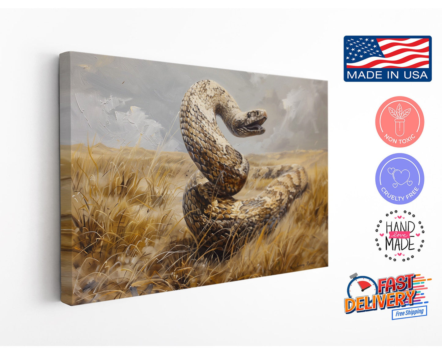 Canvas Print Wall Art – Anaconda Snake Oil Painting Museum Quality Reproduction