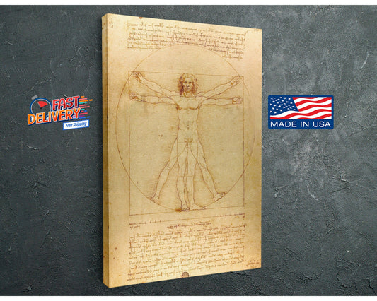 Vitruvian Man Canvas | Museum Quality Canvas Print - Leonardo da Vinci Wall Art