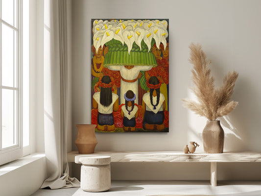 Diego Rivera Canvas Print - Flower Festival Art | Museum Quality Mexican Wall Decor