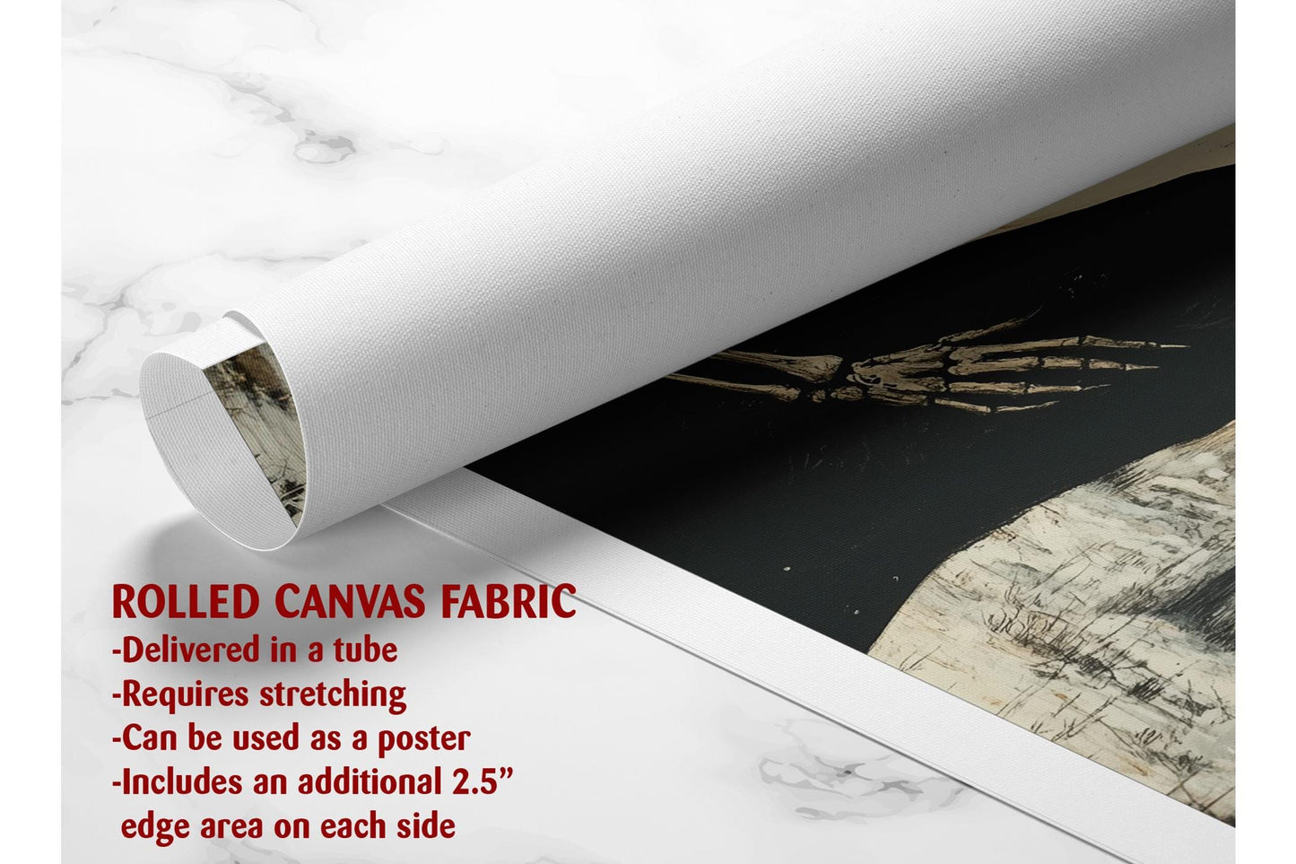 Gothic Romance Wall Art – Skeleton Couple Canvas Print | Museum Quality Decor