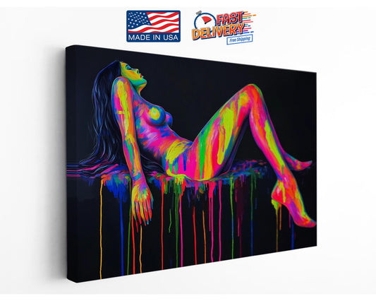 Neon Canvas Print - Abstract Woman Art | Modern Colorful Wall Decor