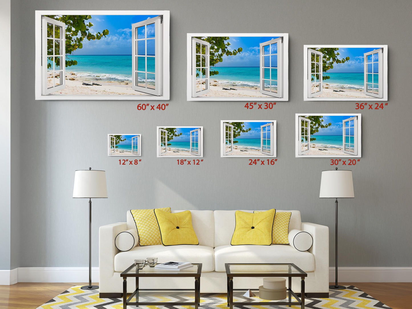 Ocean View Canvas Print - Ready to Hang Coastal Beach Wall Art on Wood Frame