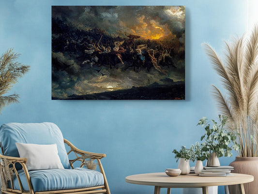 Norse Valkyries Canvas Art – Mythological Wall Art With Twilight Sky Artwork