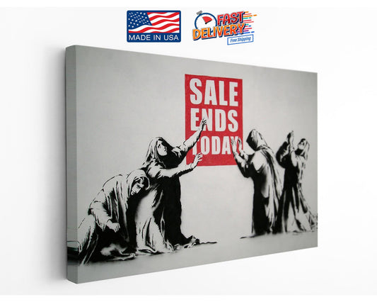 Banksy Canvas Print - Black White Red Art | Modern Wall Decor, Ready to Hang