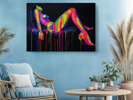 Neon Canvas Print - Abstract Woman Art | Modern Colorful Wall Decor