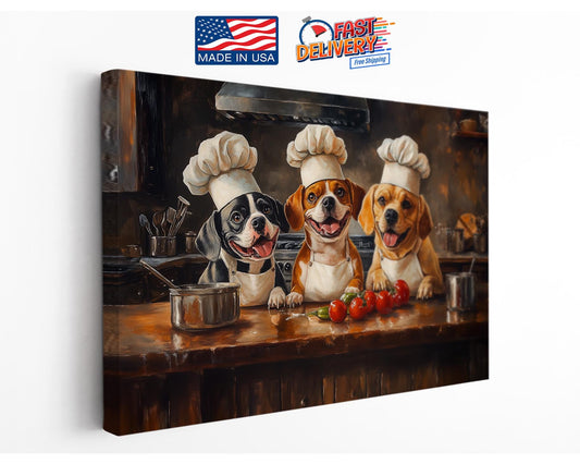 Chef Dogs Canvas Print – Fun Kitchen Wall Art | Ready to Hang or Rolled Canvas