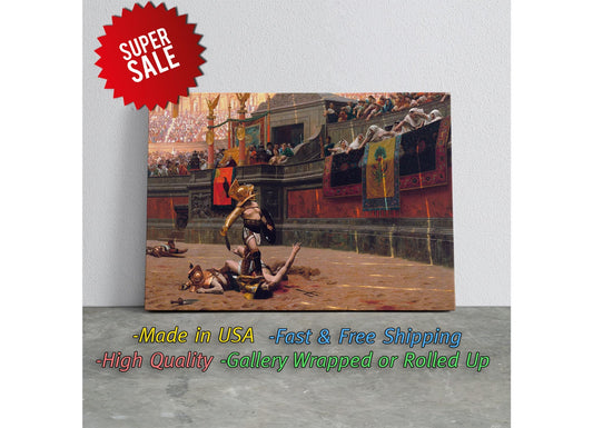 Roman Gladiator Canvas – Historical Wall Art | Museum Quality Print, Ready to Hang