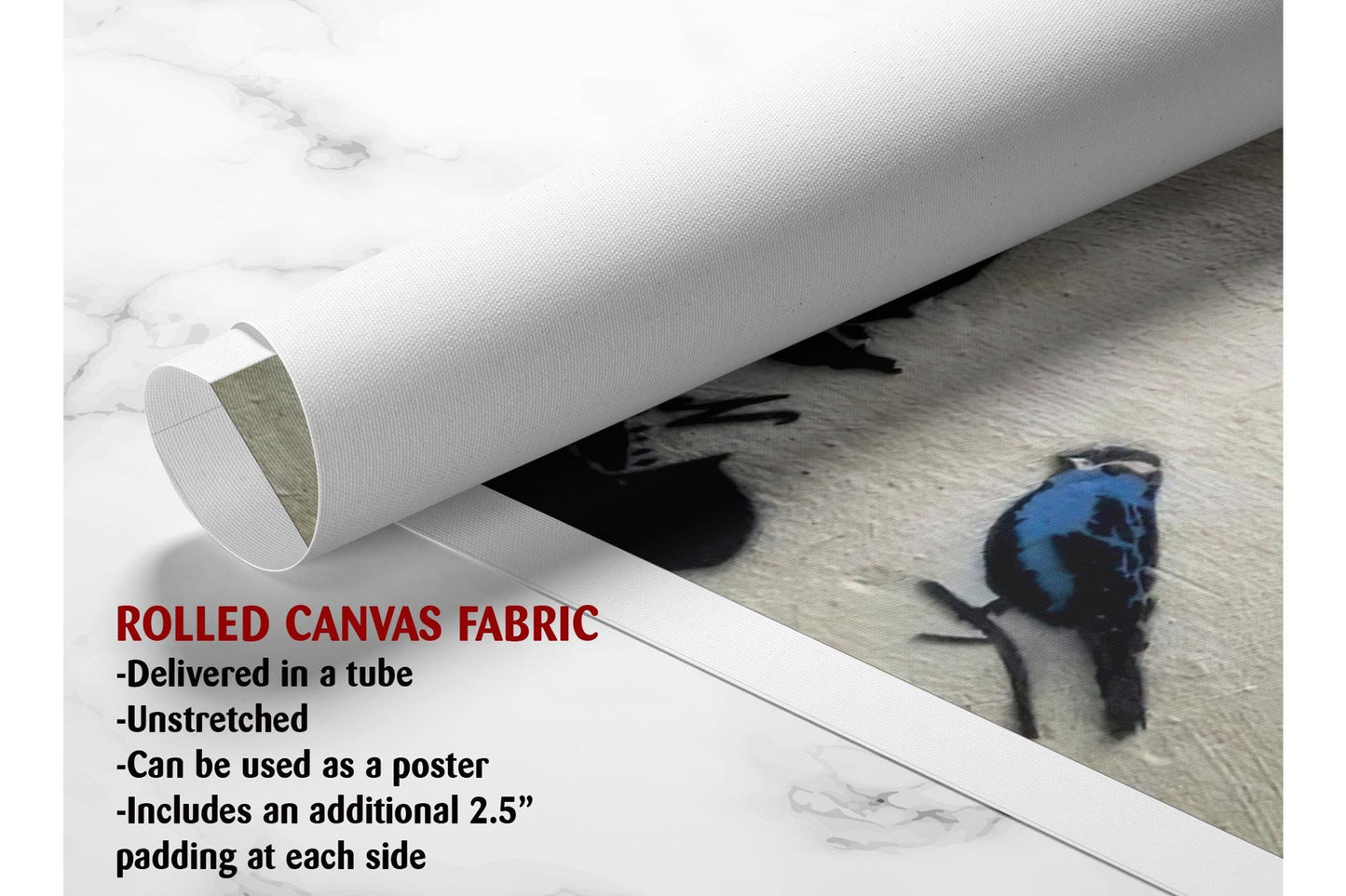 Blue Bird Graffiti Print - Inspirational Urban Wall Canvas, Ready to Hang