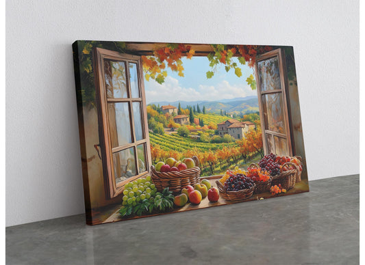 Tuscany Window Canvas | Rustic Farmhouse Canvas Wall Print - Italian Art