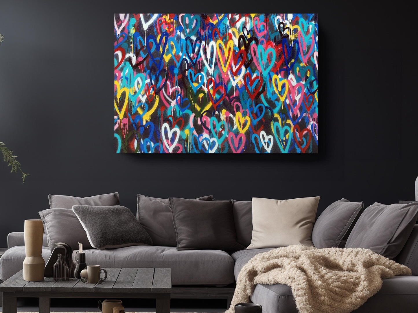 Spray Paint Canvas Print – Urban Graffiti Wall Art Heart Canvas Decor
