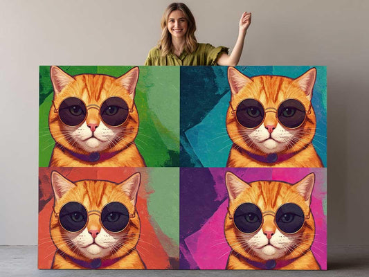 Pop Art Cat Canvas - Colorful Tabby Cat Wall Art | Ready to Hang Canvas Print