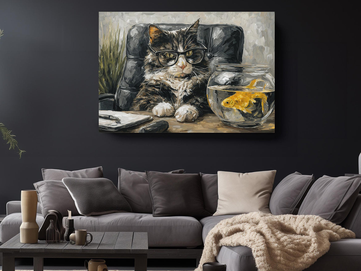 Funny Cat Canvas - Ready to Hang Wall Art | Humorous Cat Decor Print
