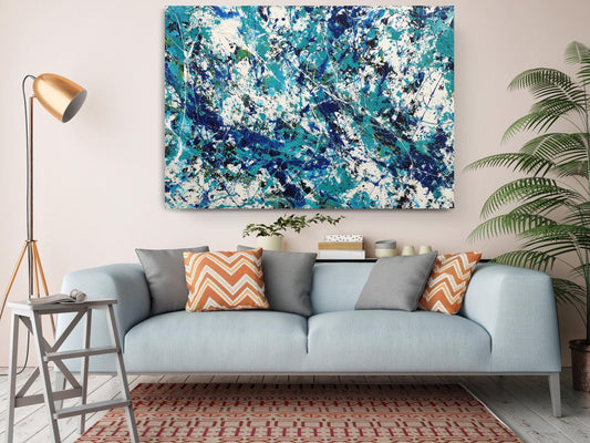 Blue Abstract Canvas Art – Modern Wall Prints | Framed or Rolled Canvas Decor