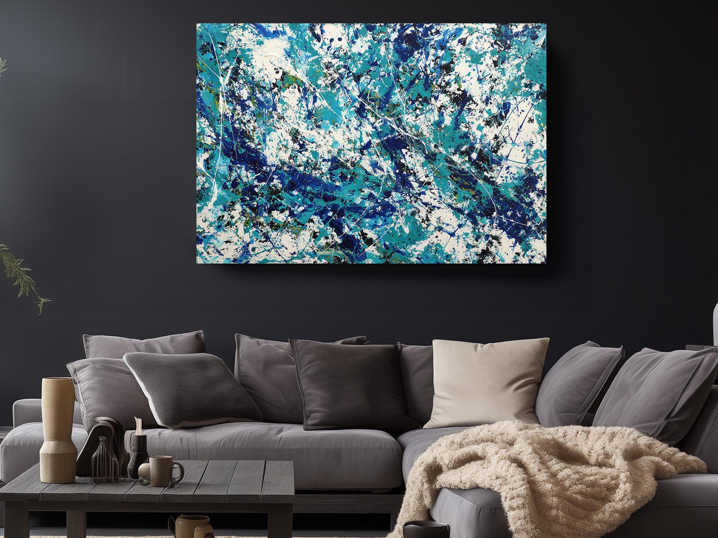Blue Abstract Canvas Art – Modern Wall Prints | Framed or Rolled Canvas Decor
