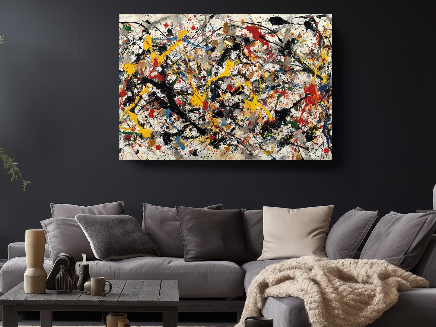 Abstract Expressionist Canvas | Pollock Style Modern Wall Art - Museum Quality Print