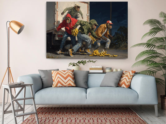 Funny Animal Canvas - Monkey Art Print | Street Scene Canvas Wall Art