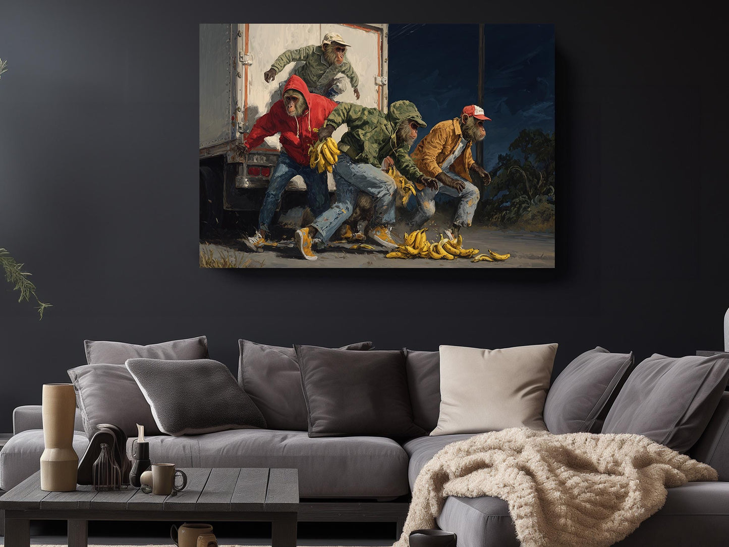 Funny Animal Canvas - Monkey Art Print | Street Scene Canvas Wall Art