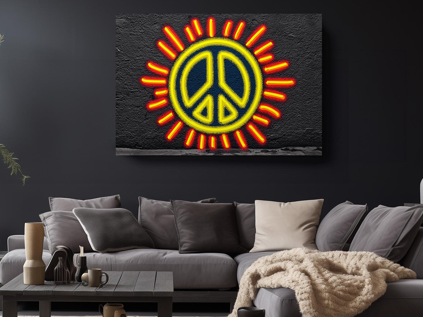 Peace Sign Canvas Print – Urban Wall Decor Graffiti Art Ready to Hang