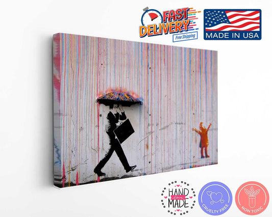 Banksy Canvas Art - Color Drip Print on Fade Resistant Artist Grade Canvas