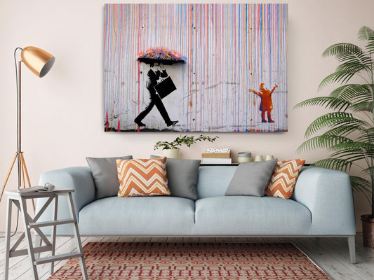 Banksy Canvas Art - Color Drip Print on Fade Resistant Artist Grade Canvas