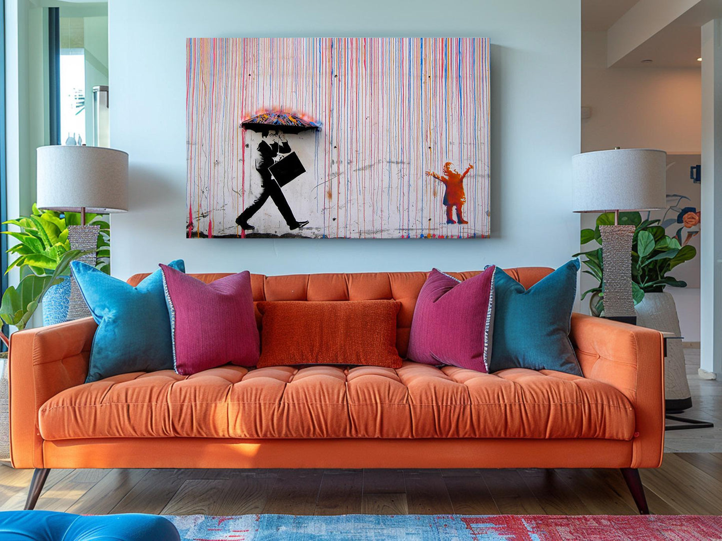 Banksy Canvas Art - Color Drip Print on Fade Resistant Artist Grade Canvas