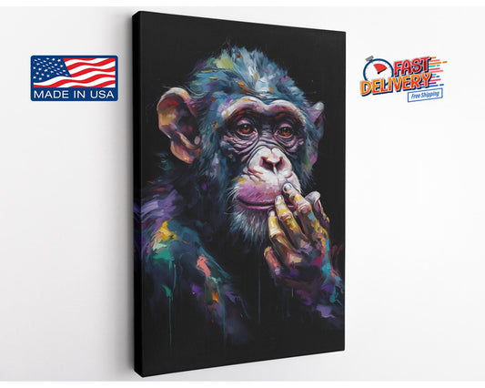 Chimpanzee Canvas Print – Modern Animal Wall Art | Rolled or Ready to Hang