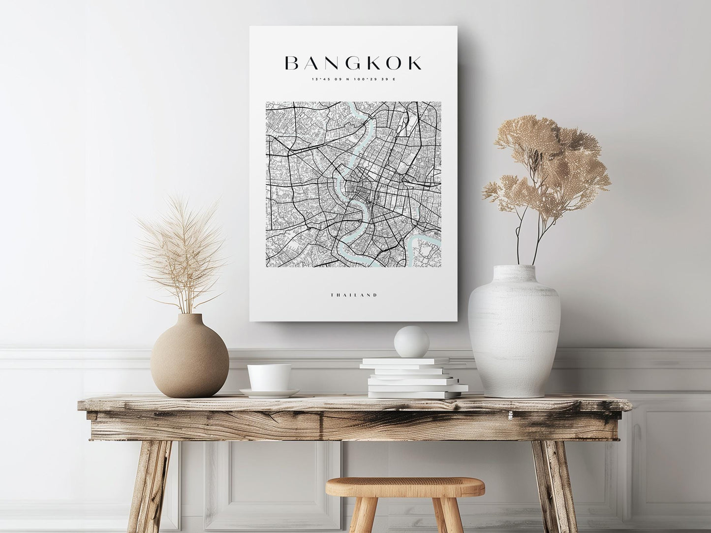 Bangkok Map Canvas | Modern City Map Print – Minimalist Thailand Wall Art
