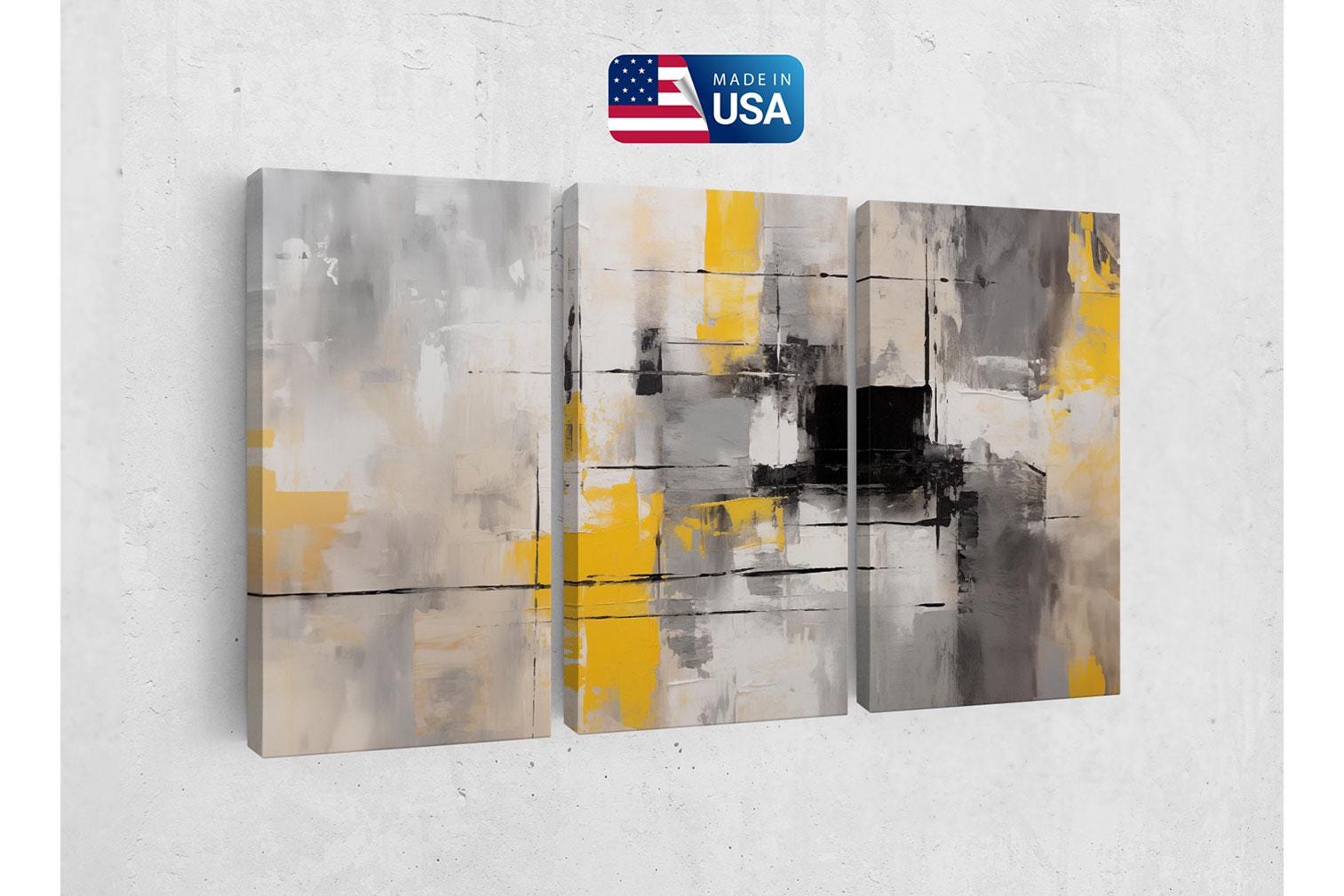 a painting on a wall with a us flag in the background