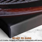 The image is a close-up of a black metal object, possibly a piece of machinery or a tool, with a wooden frame. The object is placed on a white marble surface, which has a text overlay that reads &quot;READY TO HANG&quot; and provides the dimensions of the object, stating it is 1.5 inches deep and wrapped over a wooden frame.