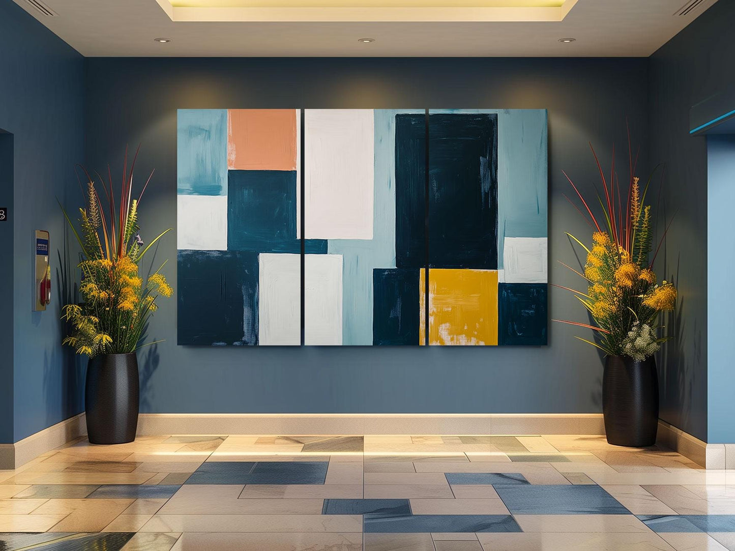 a painting on a wall in a room