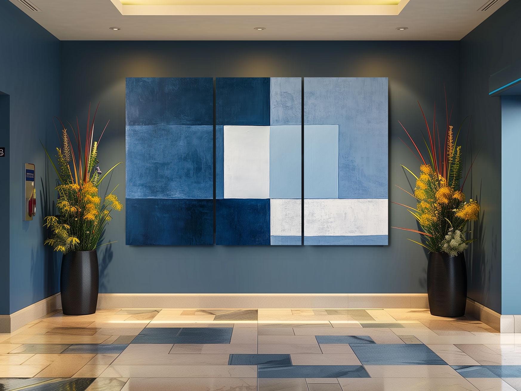 a painting on a wall in a room