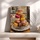 a painting of a plate filled with an assortment of colorful macarons.