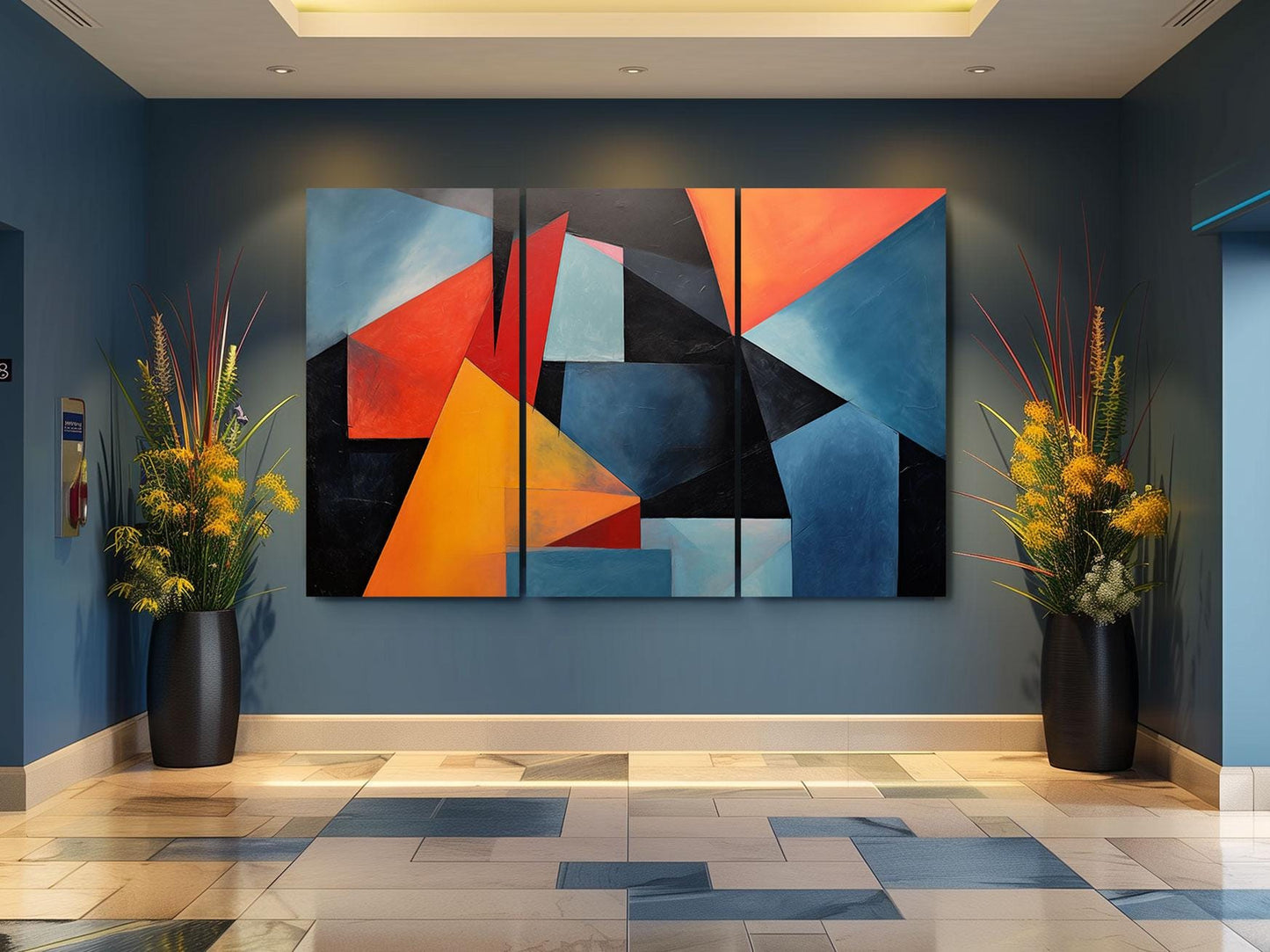 a painting on a wall in a room