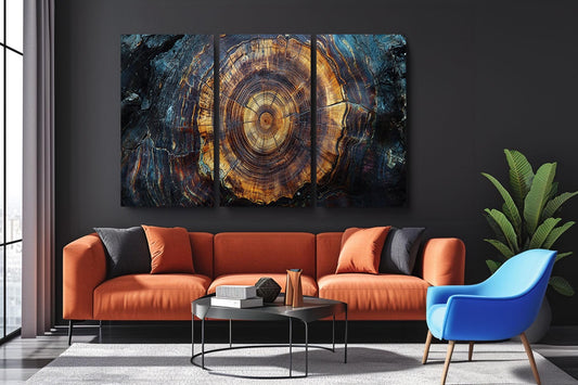 a living room filled with furniture and a painting on the wall