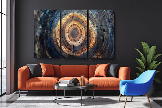 a living room with a couch and a painting on the wall