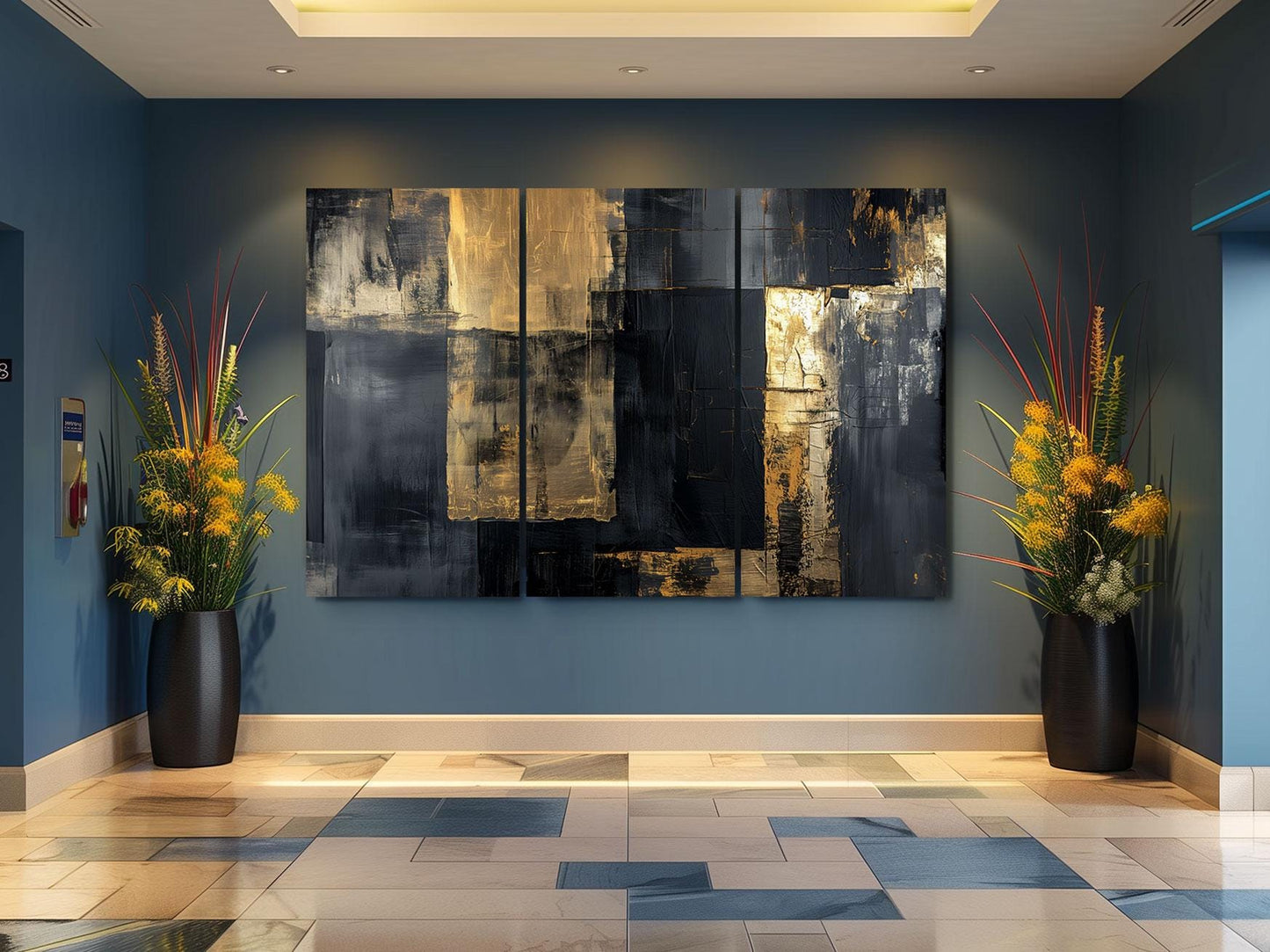 a painting on a wall in a room