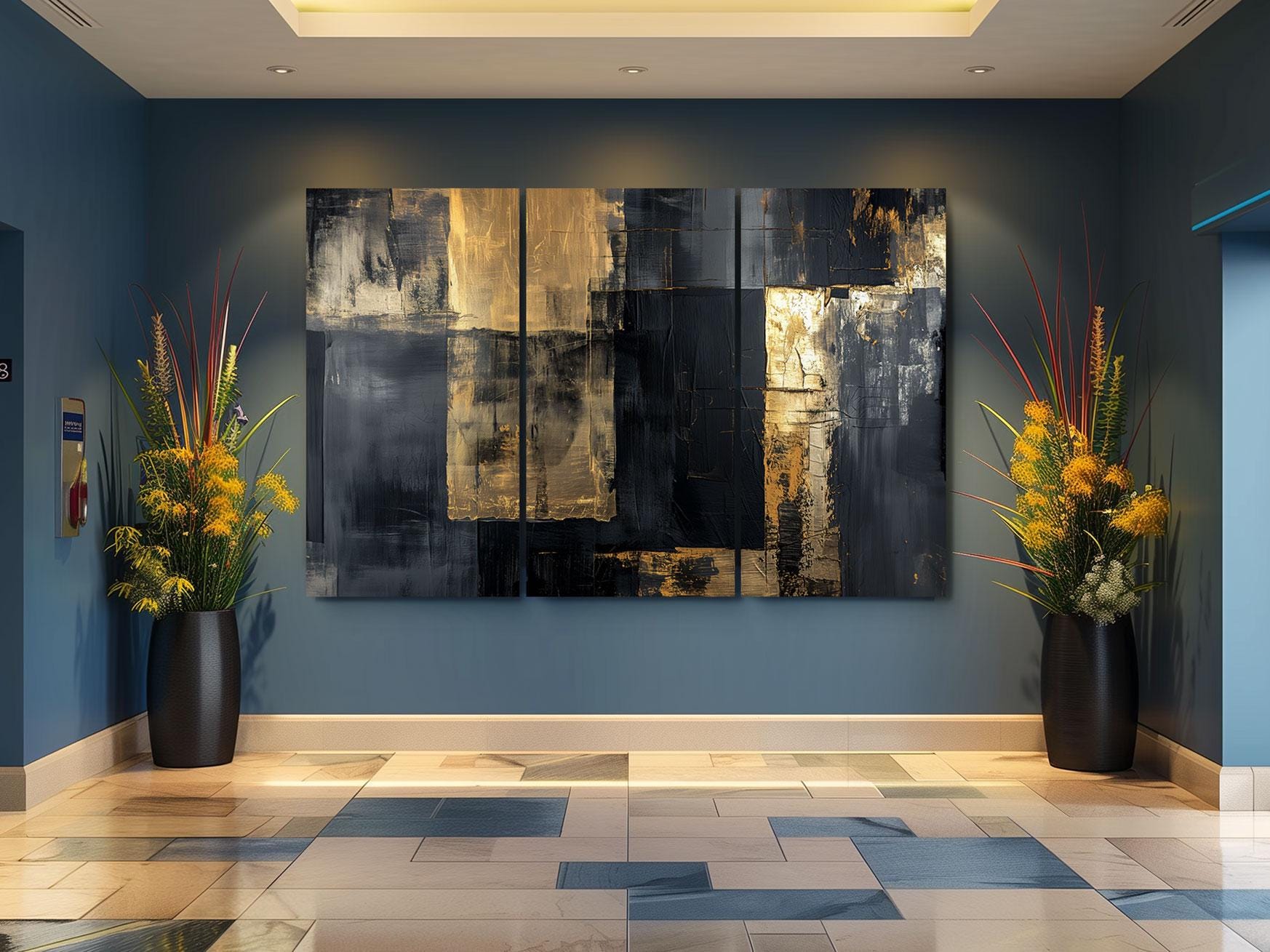 a painting on a wall in a room