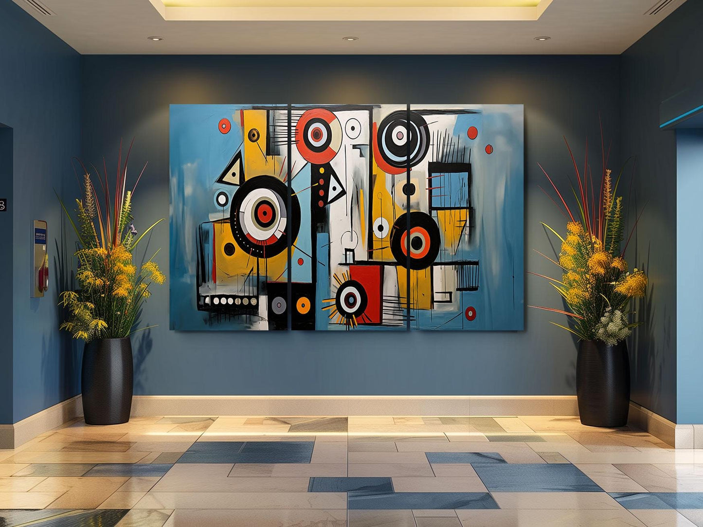 a painting on a wall in a room