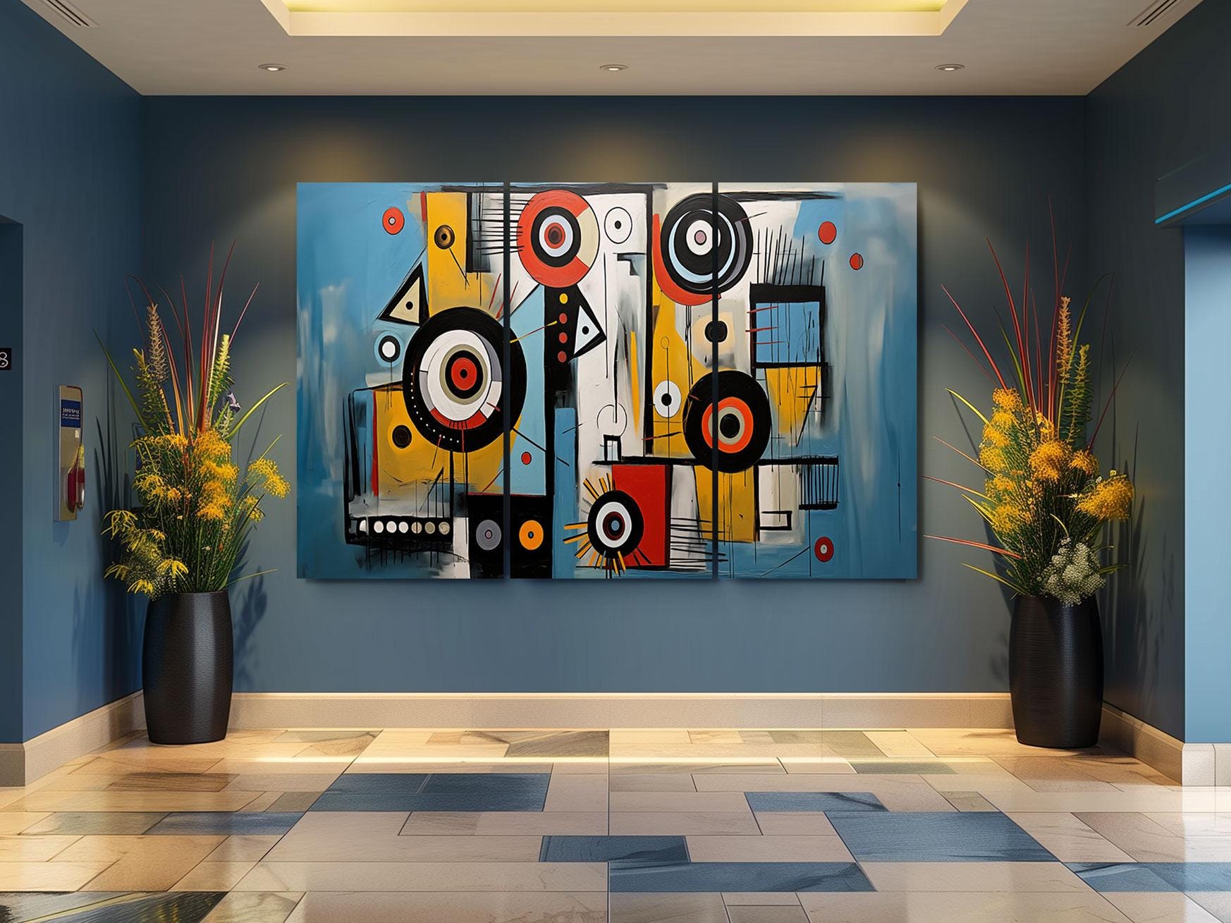 a painting on a wall in a room