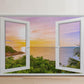 Tropical Sunset Canvas Print - Coastal Wall Art With Open Window Beach View
