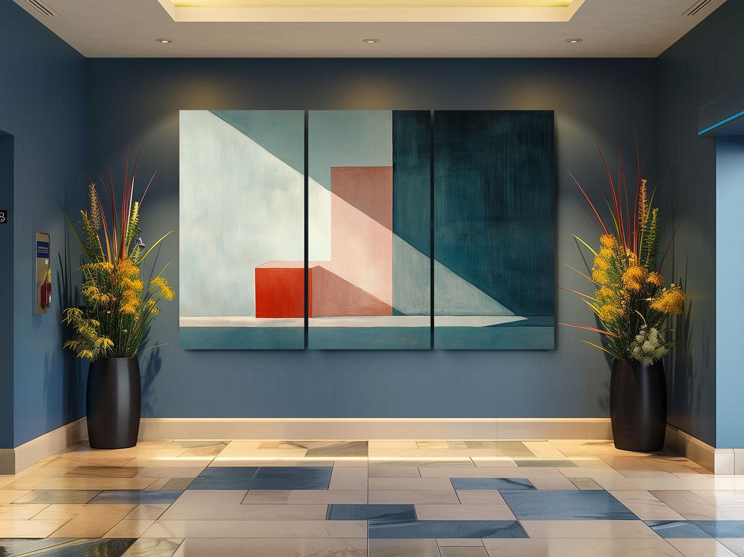 a painting on a wall in a room