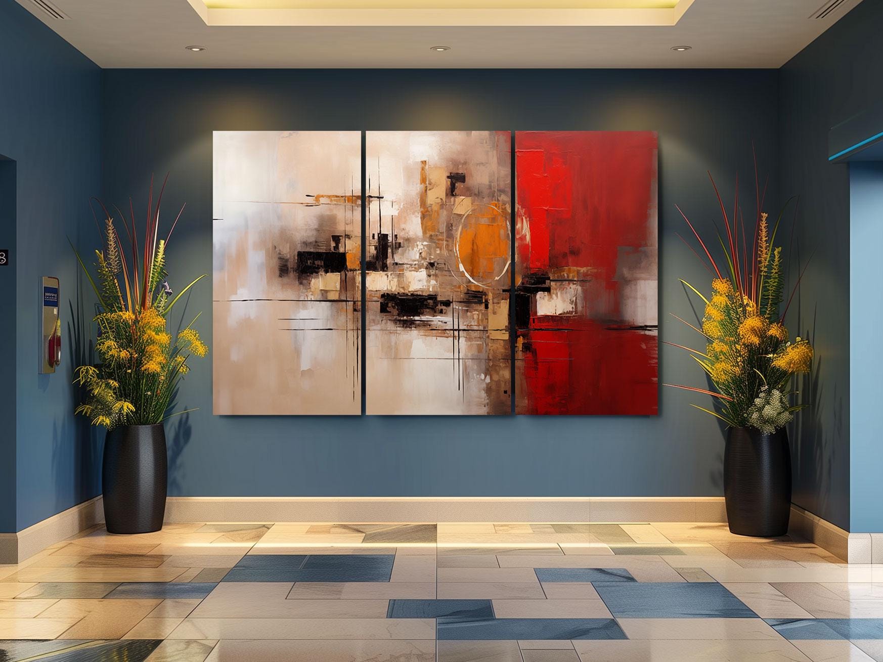 a painting on a wall in a room