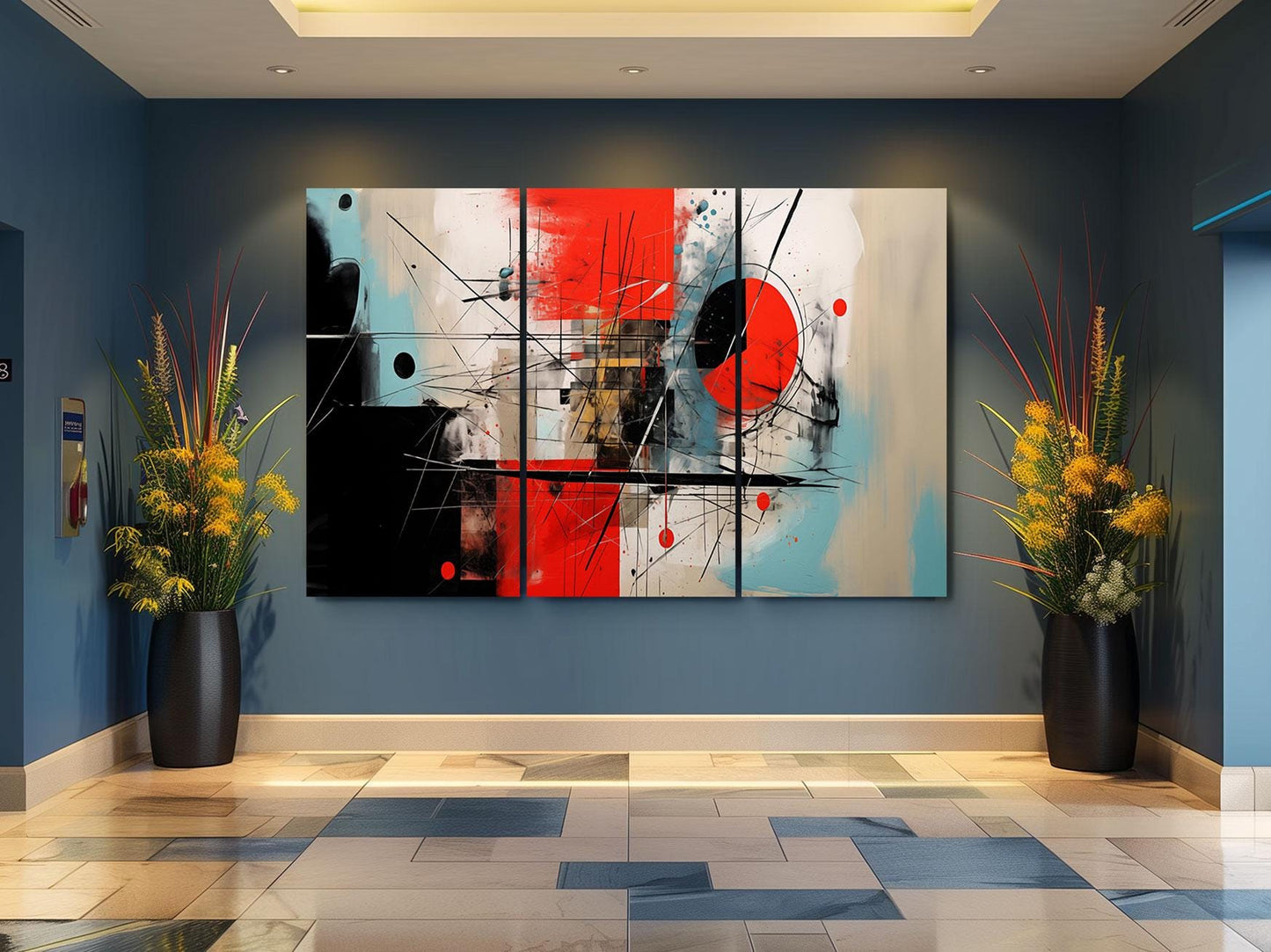 a painting on a wall in a room