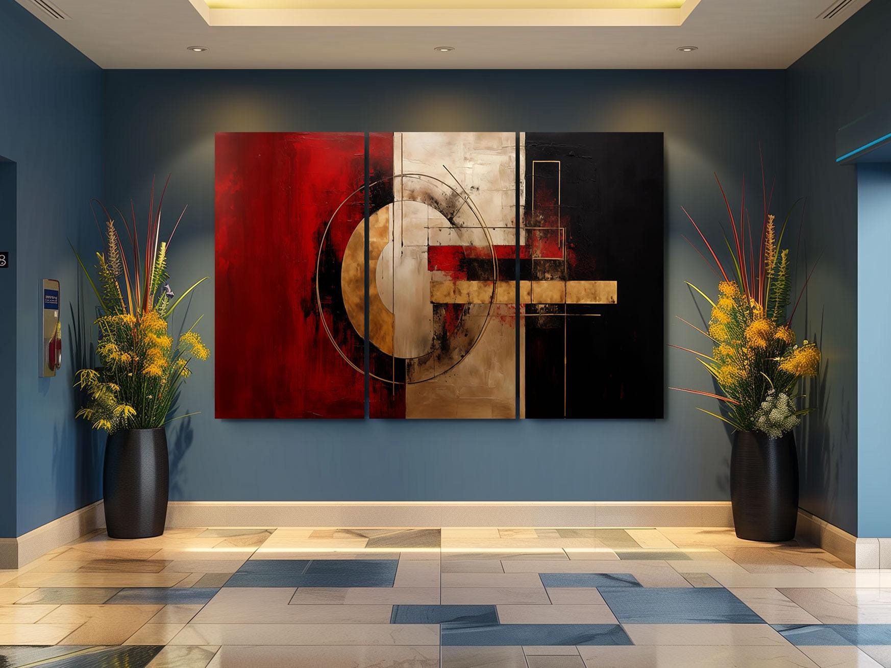 a painting on a wall in a room