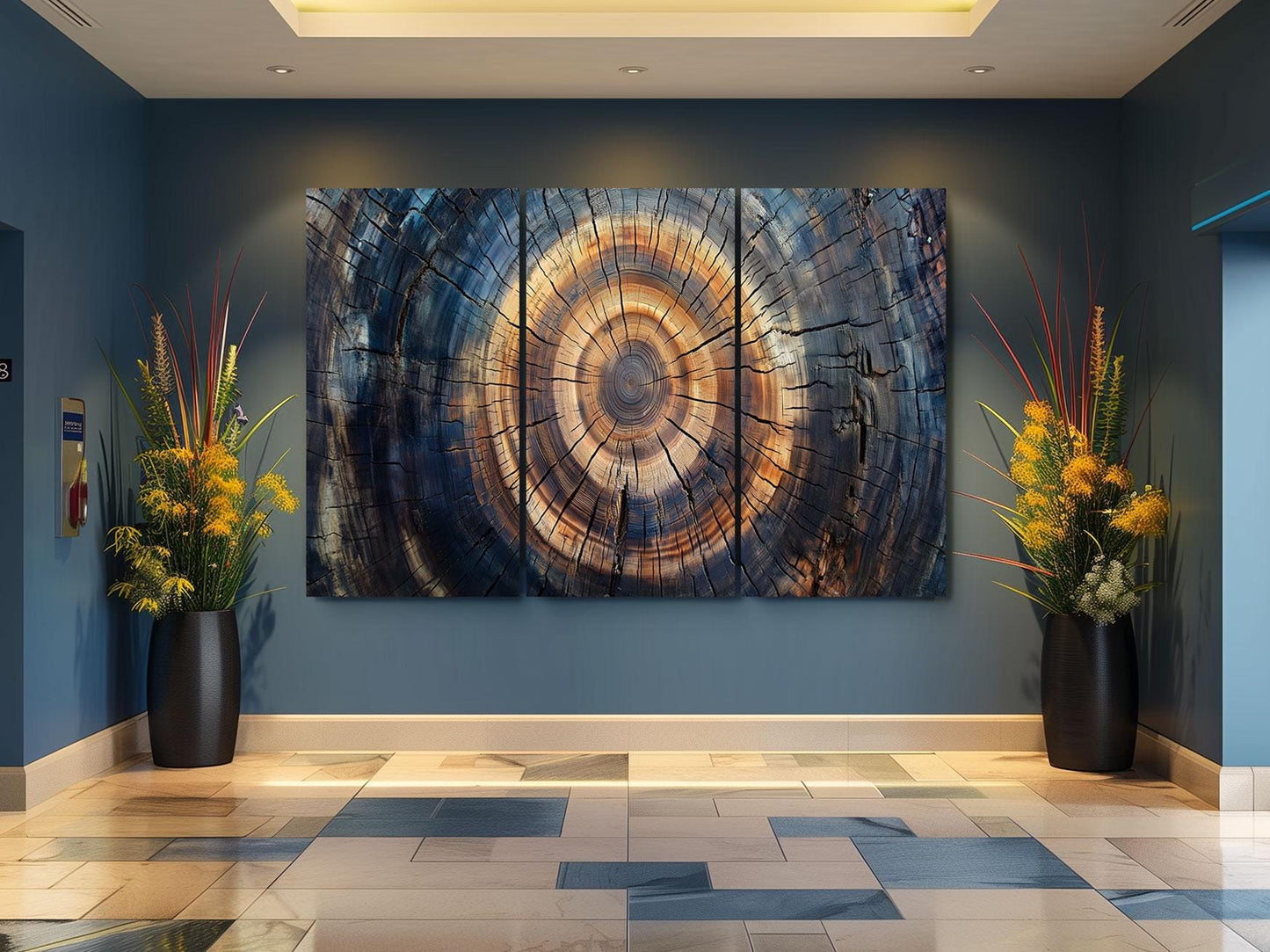 a painting on a wall in a room